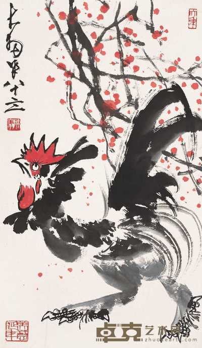 陈大羽 1995年作 大鸡图 立轴 84×45.5cm